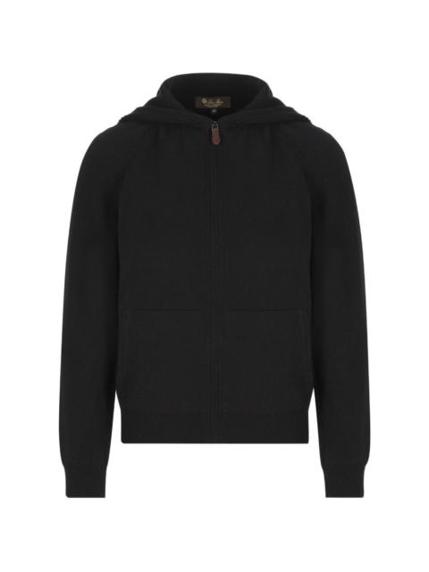 hooded zip-fastening cardigan