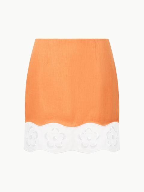 STAUD MARGAUX LINEN SKIRT APRICOT WHITE