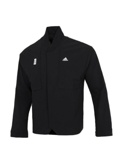 adidas Splicing Solid Color Athleisure Casual Sports Jacket Black H39338