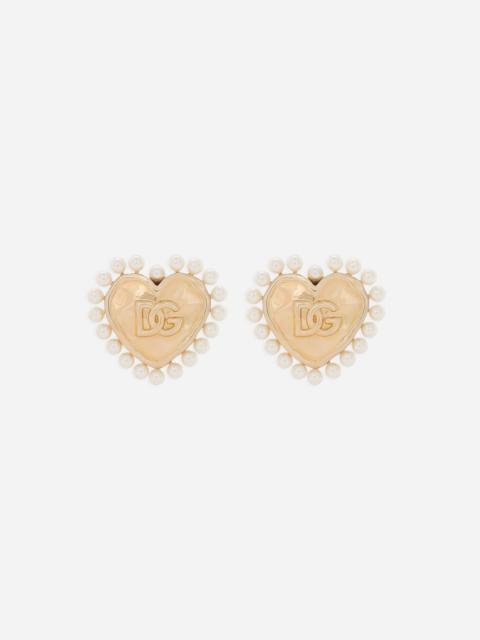 Heart earrings with beaded detailing