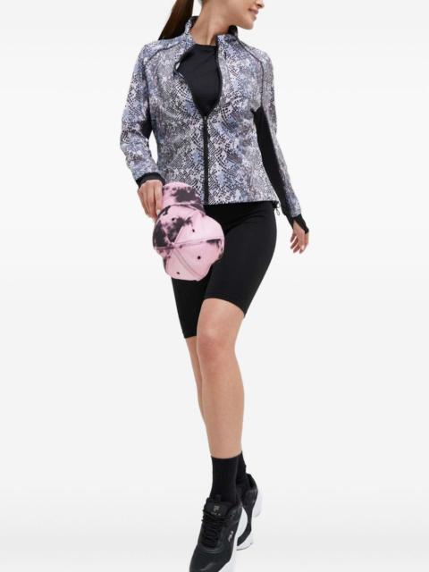 snakeskin-print zip-up jacket