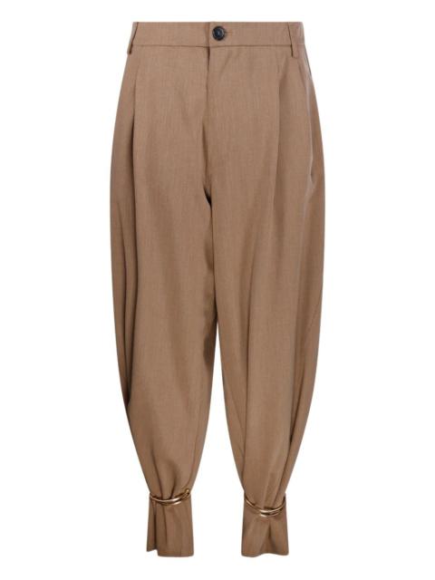 pleated cuffed tapered trousers