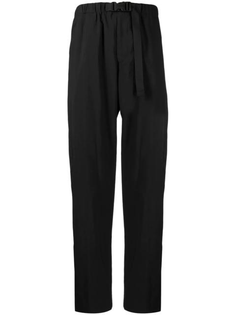 belted tapered-leg trousers