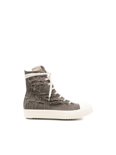 distressed high-top sneakers