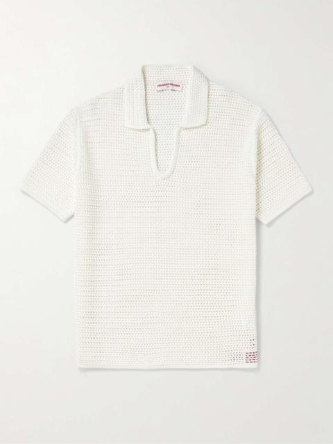 Batten Crocheted Cotton Polo Shirt