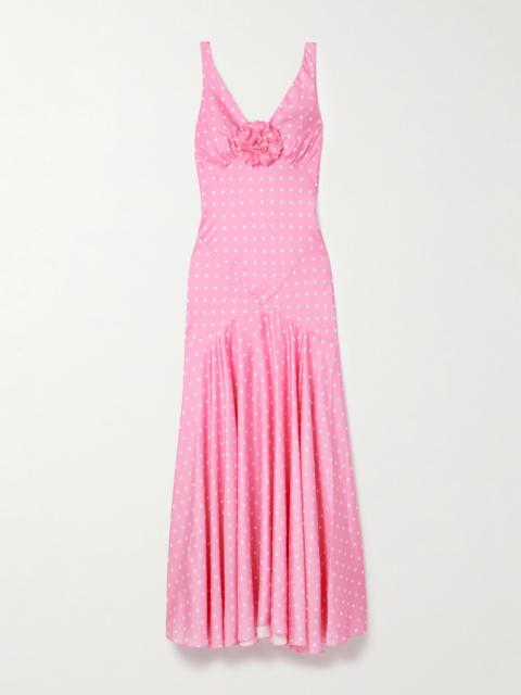 Embellished Polka-dot Silk-satin Twill Gown