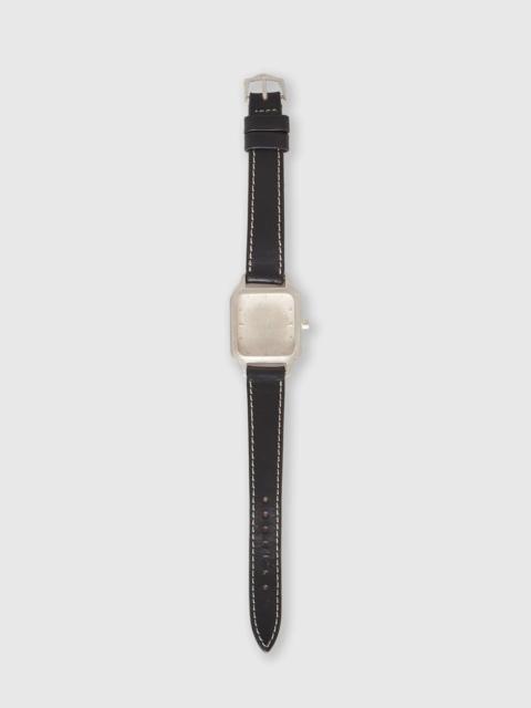 No Time Watch Sterling Silver Black Strap