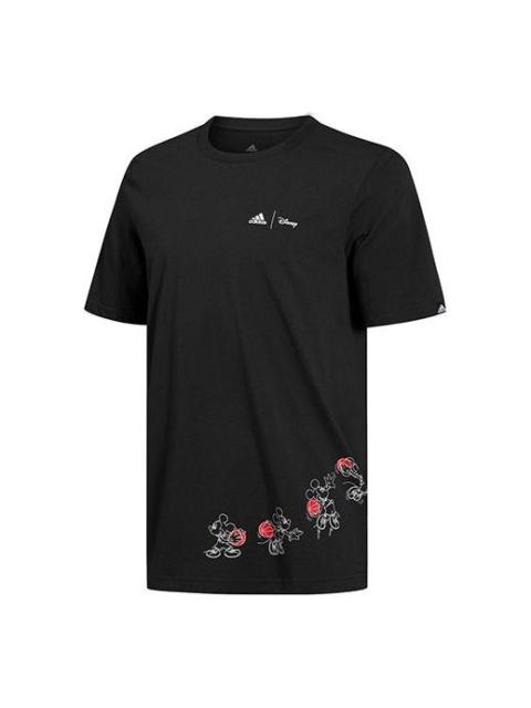 adidas Logo Alphabet Printing Round Neck Short Sleeve Black GL3221