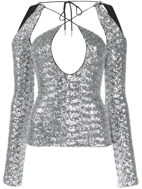 Zane sequinned cut-out top