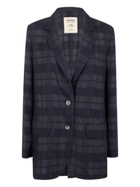 checked wool blazer