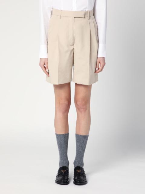 Khaki Bermuda shorts in cotton blend