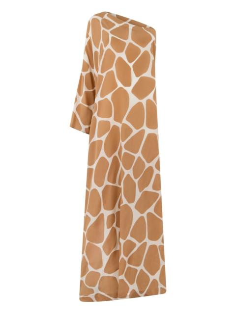 one-shoulder print maxi dress