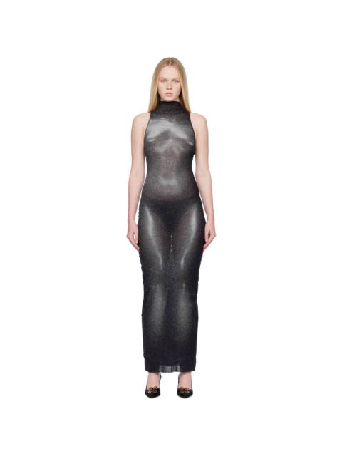 Black & Silver 'The Long Silver Body Dust' Maxi Dress