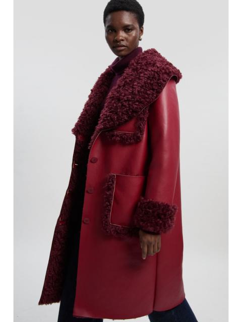 Faux Fur Pocket Detail Midi Coat