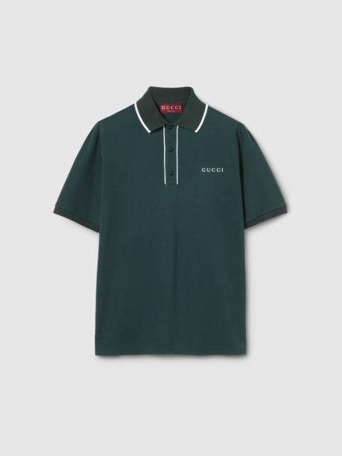 Cotton piquet polo shirt with embroidery