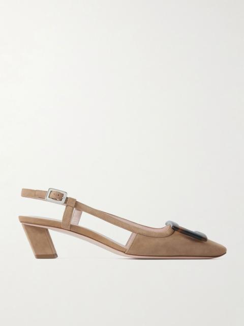 Belle Vivier 45 suede slingback pumps Brown