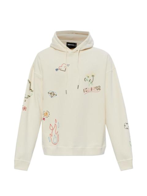 embroidered hooded sweater
