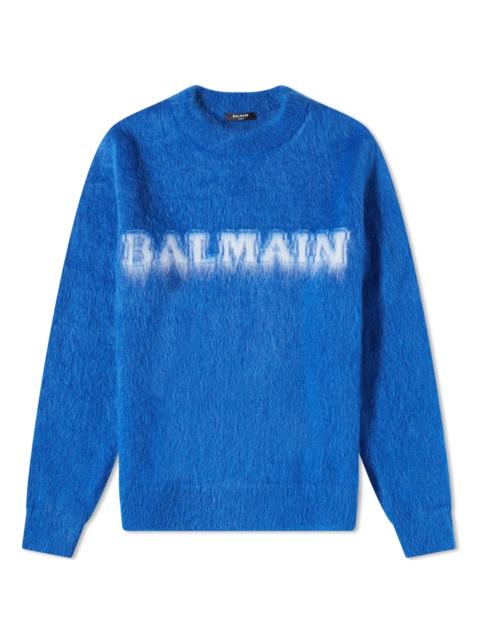 Balmain Retro Logo Mohair Knit Crew
