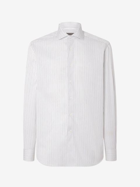 White cotton twill shirt with Blue stripes
