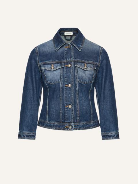 Fitted denim jacket in dark blue