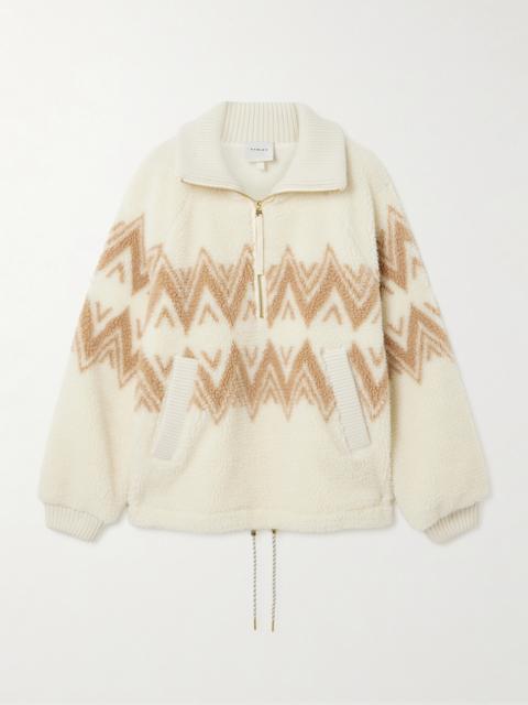 Hendrik Ribbed Knit-trimmed Printed Fleece Half-zip Sweater