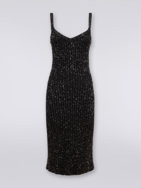 Ribbed viscose blend dress with sequins