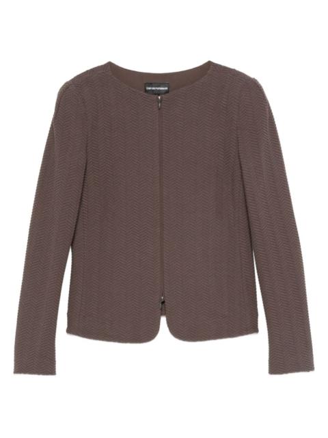 chevron-pattern zip-front jacket