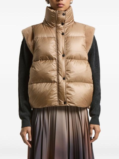quilted shearling-trimmed gilet
