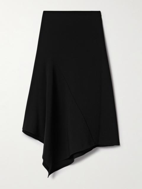 Asymmetric Draped Paneled Crepe Skirt