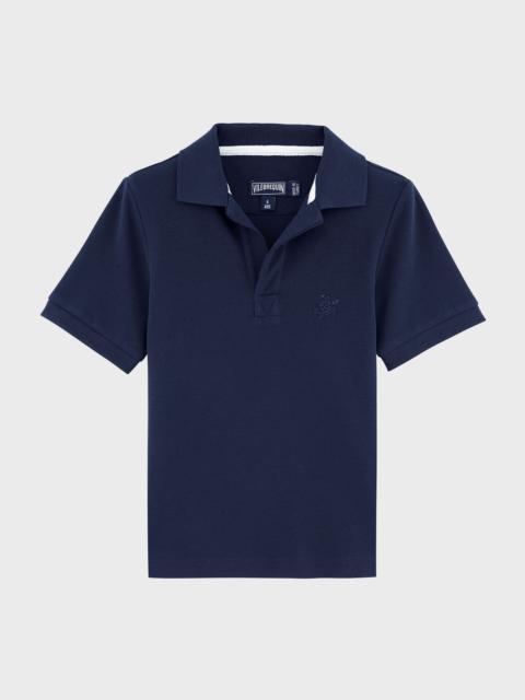 Men Organic Cotton Pique Polo Shirt Solid