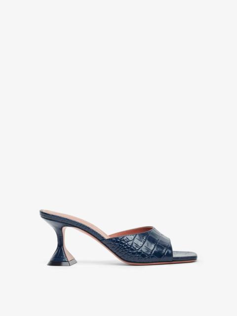 Lupita Slipper 70 navy embossed leather mules