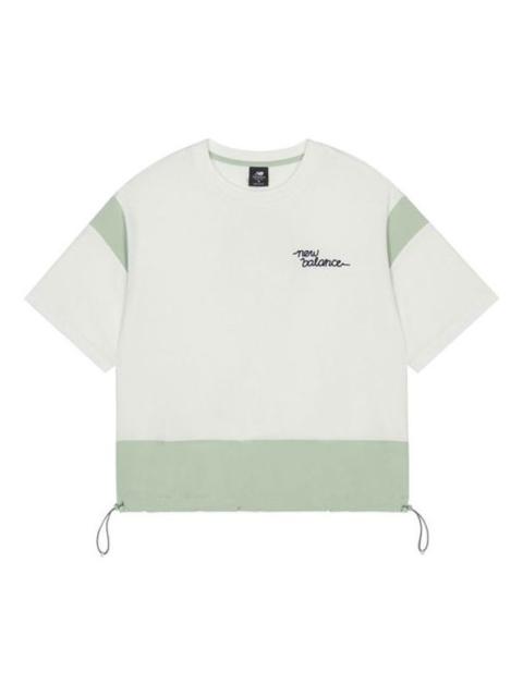 New Balance Colorblock Loose Round Neck Pullover Short Sleeve White AWT13300-IV