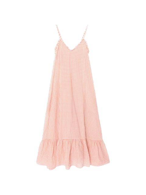 Taytum gingham ruffled midi dress