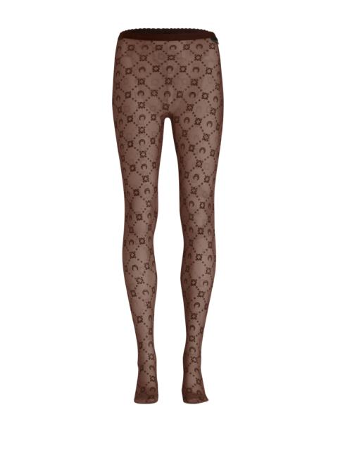 Moonogram Flocked Mesh Tights