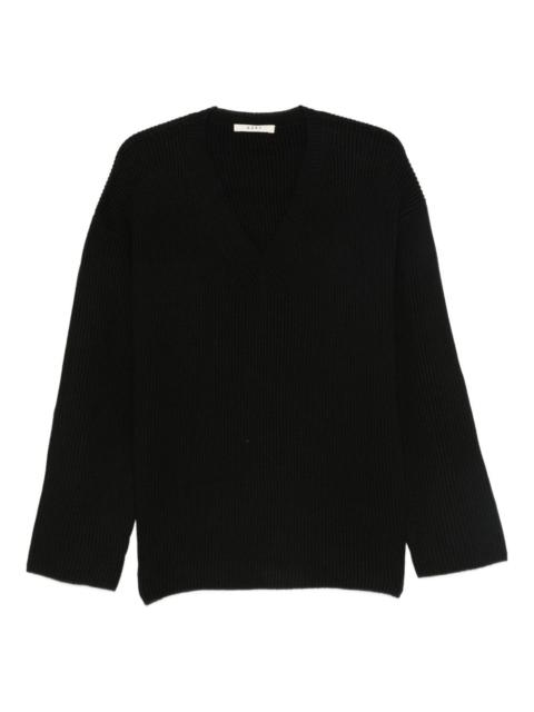 ribbed V-neck jumper