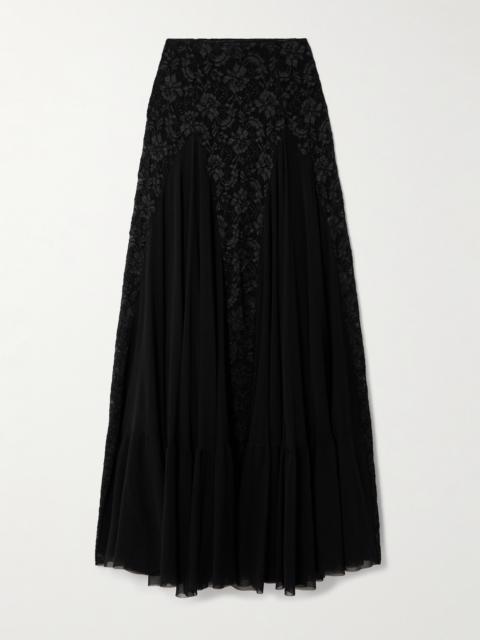 Griselda Tiered Tulle And Lace Maxi Skirt
