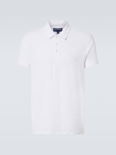 Cotton-blend terry polo shirt