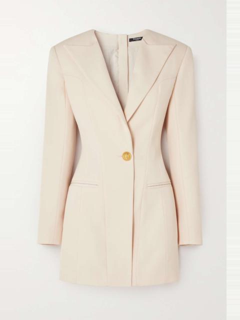 Button-embellished grain de poudre wool mini dress