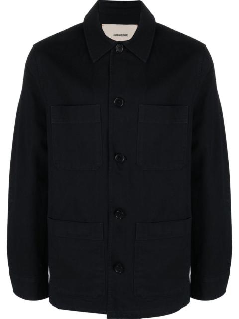 slogan-print shirt jacket