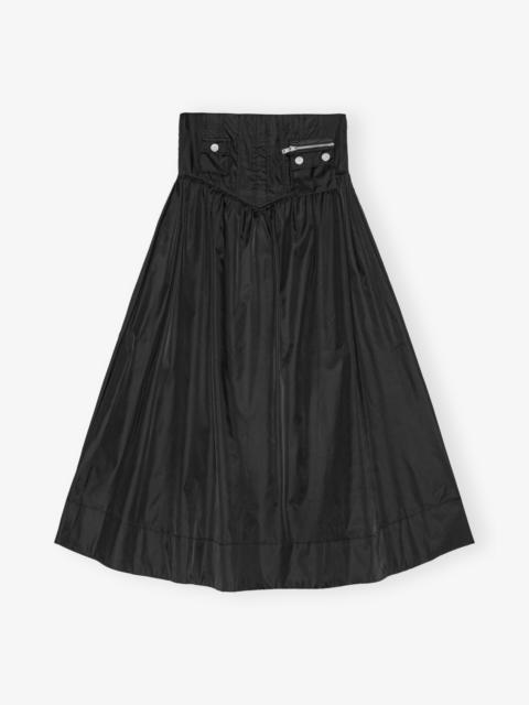 BLACK DUCHESSE NYLON LONG POCKET SKIRT