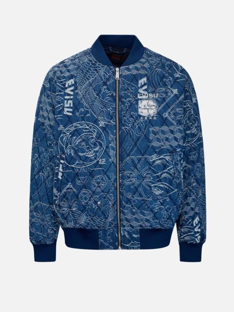 EVISU ALLOVER JAPANESE-PATTERN JACQUARD QUILTED BOMBER JACKET