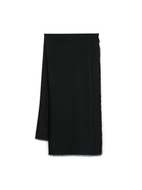 logo-jacquard frayed scarf