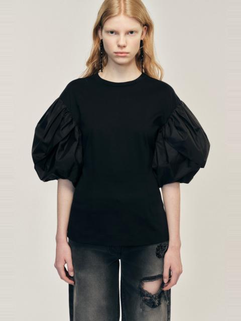 Sculpted Petal Sleeve Contrast T-Shirt