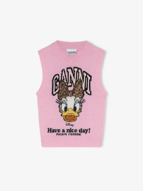 GANNI X DISNEY DAISY DUCK GRAPHIC WOOL VEST