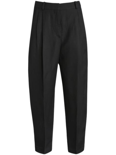 pressed-crease tapered trousers