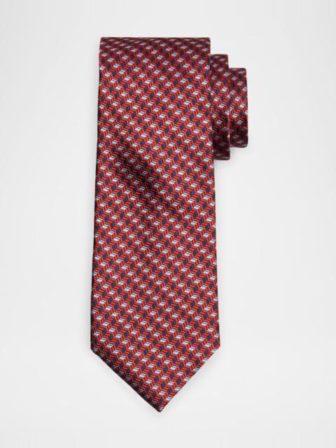 Men's Stepweave Geometric Silk Tie