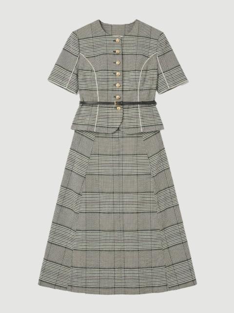 Plus Size Tailored Check Peplum Belted Mini Dress