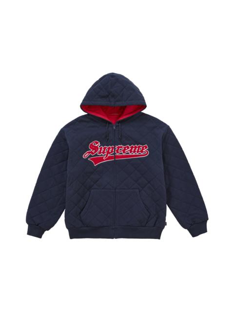 Supreme Quilted Zip Up Hooded Sweatshirt Navy