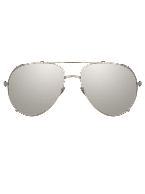 NEWMAN AVIATOR SUNGLASSES IN WHITE GOLD