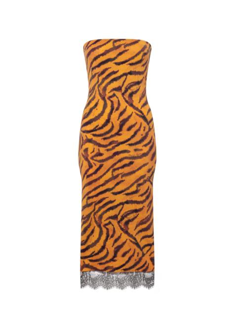 Tiger Printed Jersey SleeveleSS Tube Midi DreSS